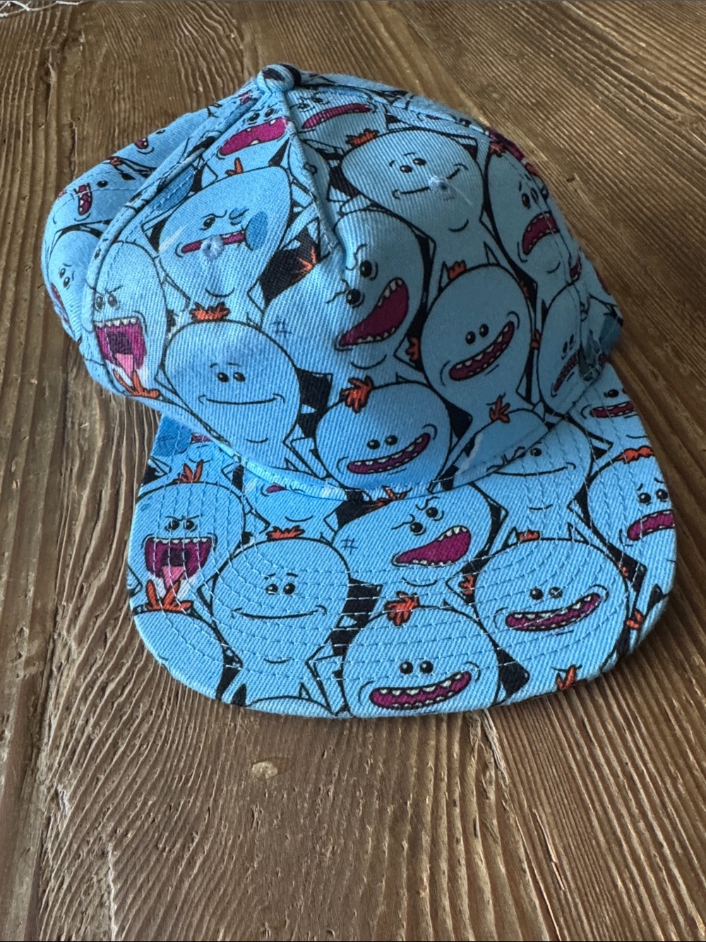 Mr Meesseeks Rick and Morty Light Blue Snapback Hat adult